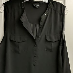 Sheer black studded sleeveless top